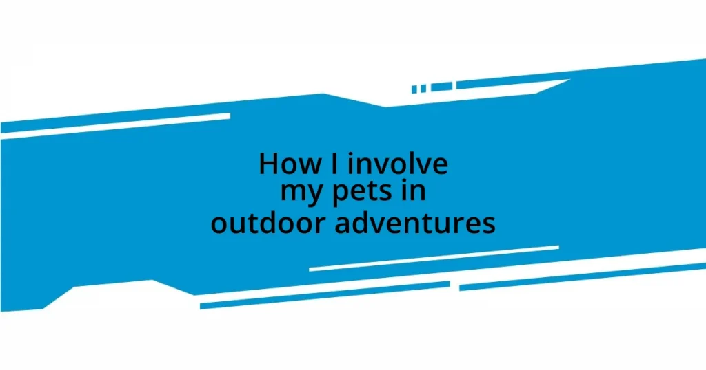 How I involve my pets in outdoor adventures